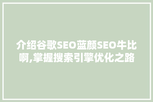 介绍谷歌SEO蓝颜SEO牛比啊,掌握搜索引擎优化之路