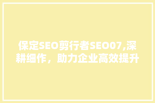 保定SEO剪行者SEO07,深耕细作，助力企业高效提升网络曝光度