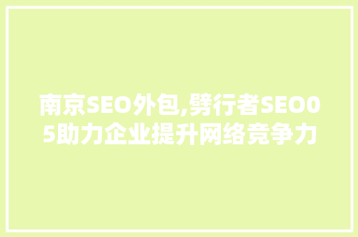 南京SEO外包,劈行者SEO05助力企业提升网络竞争力