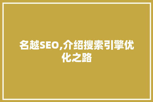 名越SEO,介绍搜索引擎优化之路