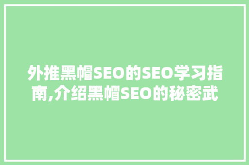 外推黑帽SEO的SEO学习指南,介绍黑帽SEO的秘密武器