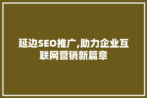 延边SEO推广,助力企业互联网营销新篇章