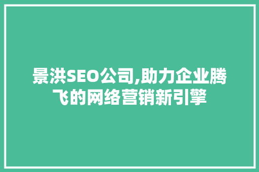 景洪SEO公司,助力企业腾飞的网络营销新引擎