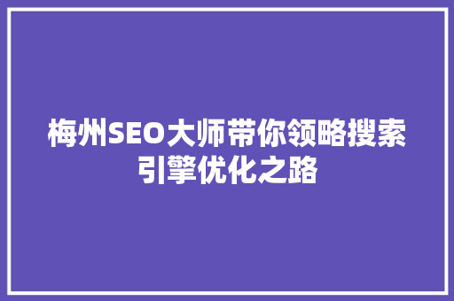 梅州SEO大师带你领略搜索引擎优化之路
