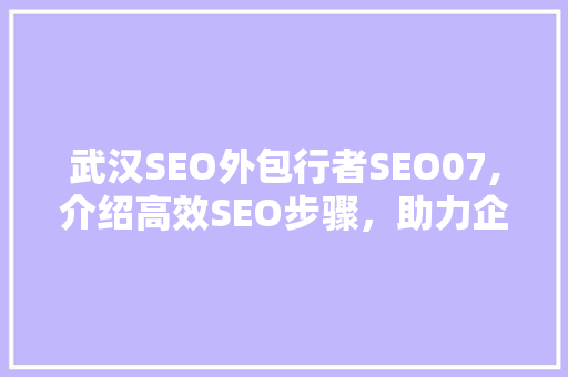 武汉SEO外包行者SEO07,介绍高效SEO步骤，助力企业腾飞