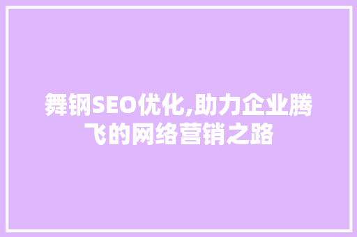 舞钢SEO优化,助力企业腾飞的网络营销之路