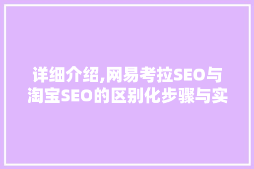 详细介绍,网易考拉SEO与淘宝SEO的区别化步骤与实战方法