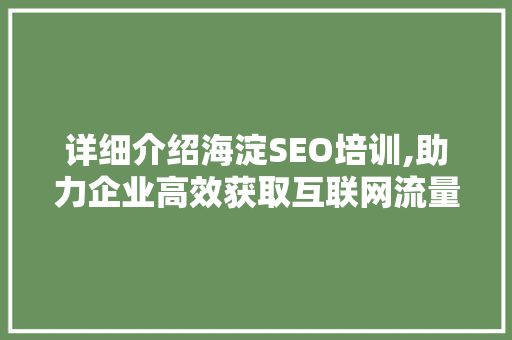 详细介绍海淀SEO培训,助力企业高效获取互联网流量
