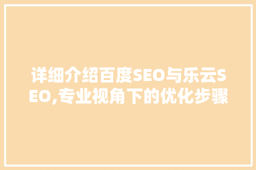 详细介绍百度SEO与乐云SEO,专业视角下的优化步骤与实战方法