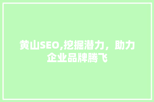 黄山SEO,挖掘潜力，助力企业品牌腾飞