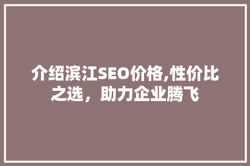 介绍滨江SEO价格,性价比之选，助力企业腾飞