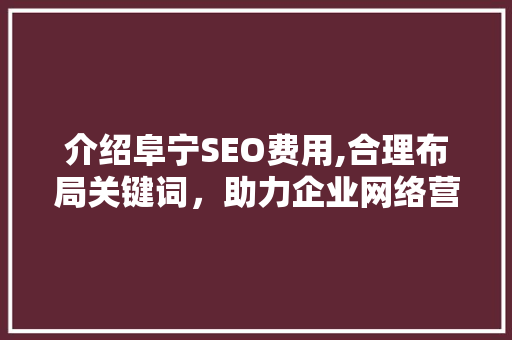 介绍阜宁SEO费用,合理布局关键词，助力企业网络营销