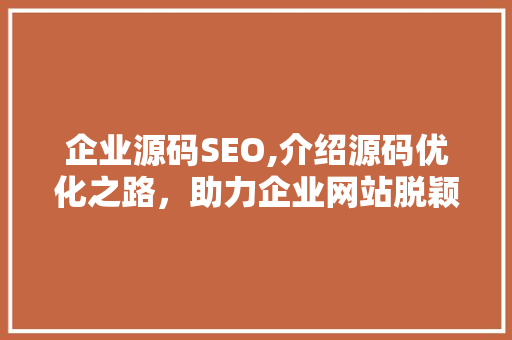 企业源码SEO,介绍源码优化之路，助力企业网站脱颖而出