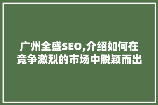 广州全盛SEO,介绍如何在竞争激烈的市场中脱颖而出