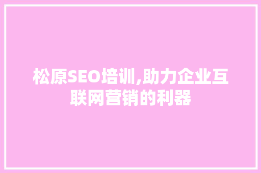 松原SEO培训,助力企业互联网营销的利器
