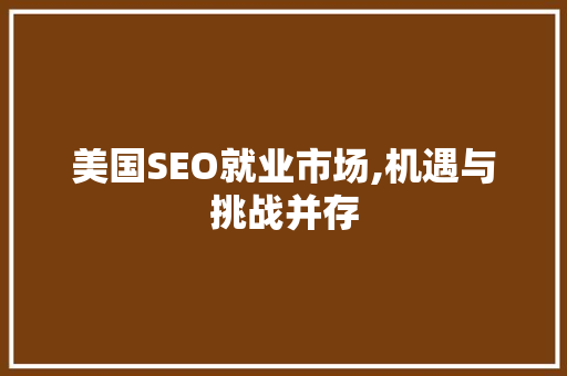 美国SEO就业市场,机遇与挑战并存