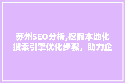 苏州SEO分析,挖掘本地化搜索引擎优化步骤，助力企业腾飞