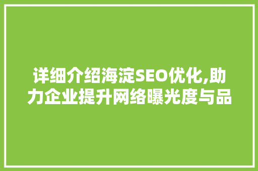 详细介绍海淀SEO优化,助力企业提升网络曝光度与品牌影响力