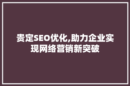 贵定SEO优化,助力企业实现网络营销新突破