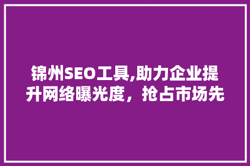 锦州SEO工具,助力企业提升网络曝光度，抢占市场先机