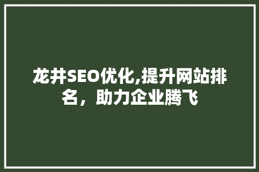 龙井SEO优化,提升网站排名，助力企业腾飞