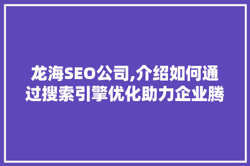 龙海SEO公司,介绍如何通过搜索引擎优化助力企业腾飞