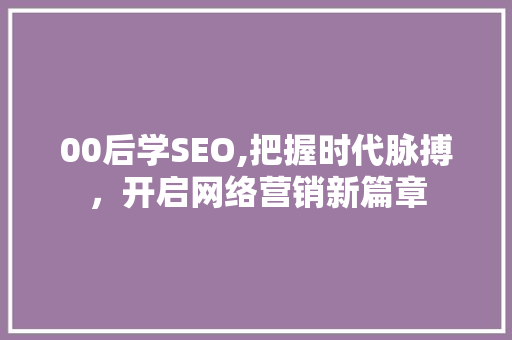 00后学SEO,把握时代脉搏，开启网络营销新篇章