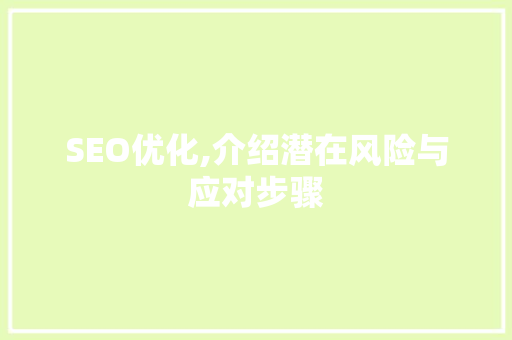 SEO优化,介绍潜在风险与应对步骤