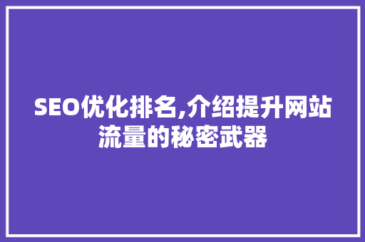 SEO优化排名,介绍提升网站流量的秘密武器  第1张