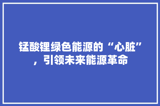 锰酸锂绿色能源的“心脏”，引领未来能源革命