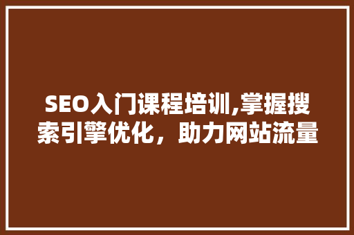 SEO入门课程培训,掌握搜索引擎优化，助力网站流量提升
