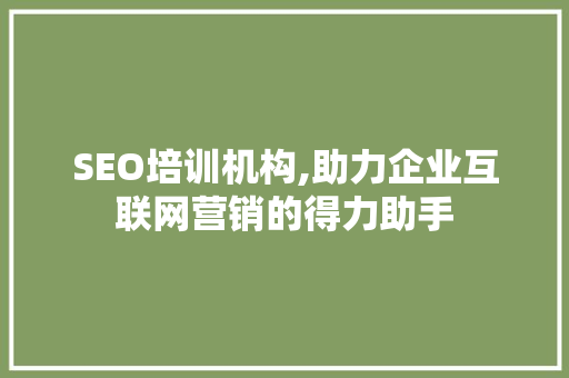 SEO培训机构,助力企业互联网营销的得力助手