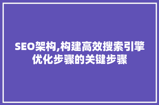 SEO架构,构建高效搜索引擎优化步骤的关键步骤