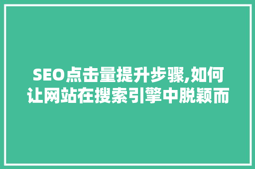 SEO点击量提升步骤,如何让网站在搜索引擎中脱颖而出
