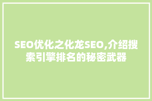 SEO优化之化龙SEO,介绍搜索引擎排名的秘密武器