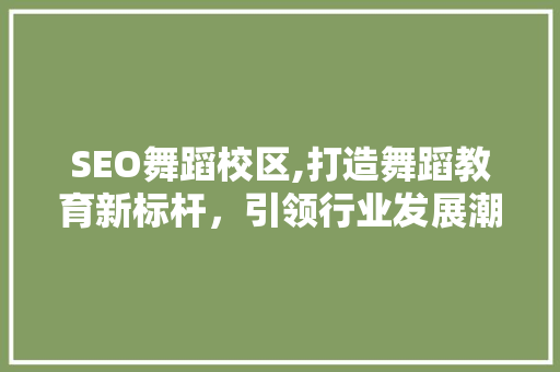 SEO舞蹈校区,打造舞蹈教育新标杆，引领行业发展潮流