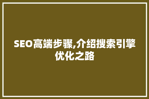 SEO高端步骤,介绍搜索引擎优化之路