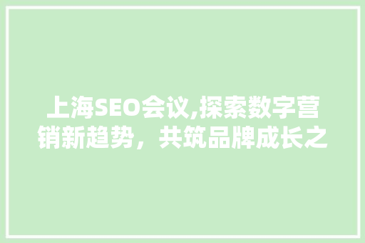 上海SEO会议,探索数字营销新趋势，共筑品牌成长之路