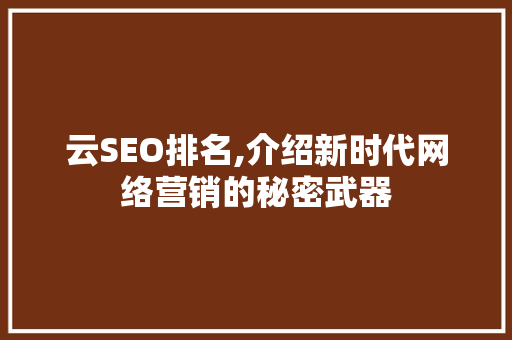 云SEO排名,介绍新时代网络营销的秘密武器