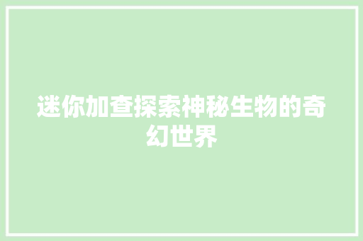 迷你加查探索神秘生物的奇幻世界