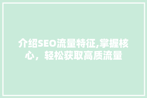 介绍SEO流量特征,掌握核心，轻松获取高质流量