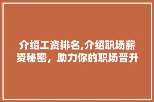 介绍工资排名,介绍职场薪资秘密，助力你的职场晋升之路