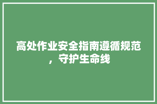 高处作业安全指南遵循规范，守护生命线
