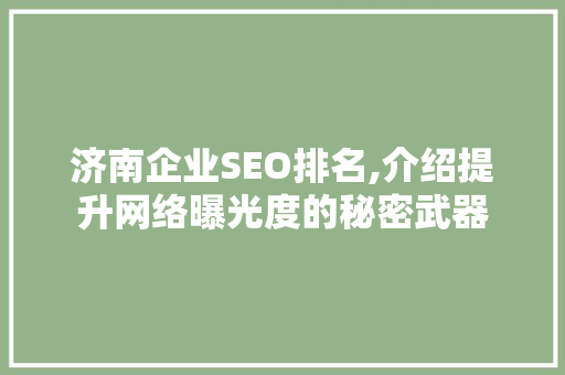 济南企业SEO排名,介绍提升网络曝光度的秘密武器