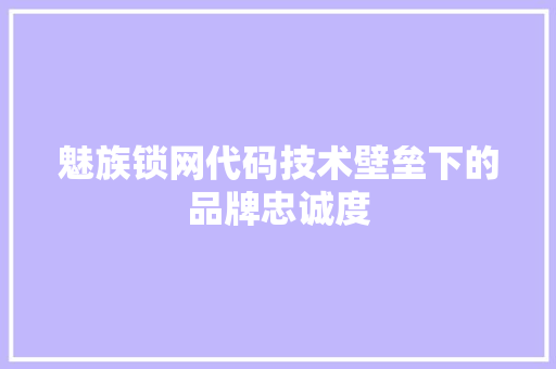 魅族锁网代码技术壁垒下的品牌忠诚度