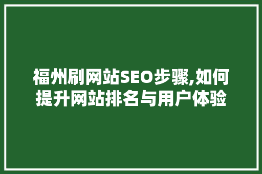福州刷网站SEO步骤,如何提升网站排名与用户体验