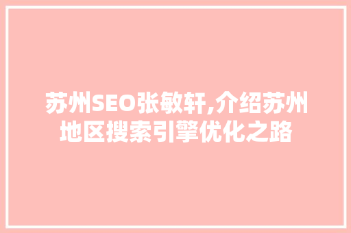 苏州SEO张敏轩,介绍苏州地区搜索引擎优化之路