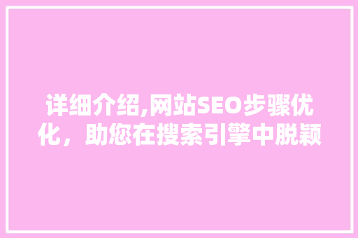 详细介绍,网站SEO步骤优化，助您在搜索引擎中脱颖而出