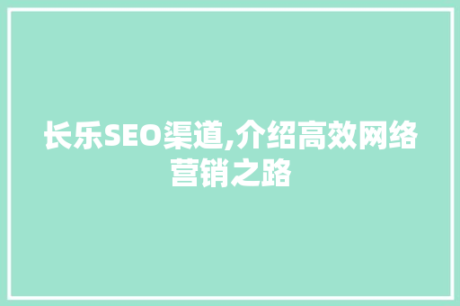 长乐SEO渠道,介绍高效网络营销之路