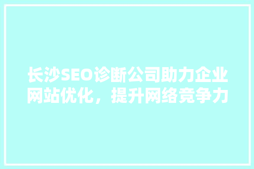 长沙SEO诊断公司助力企业网站优化，提升网络竞争力